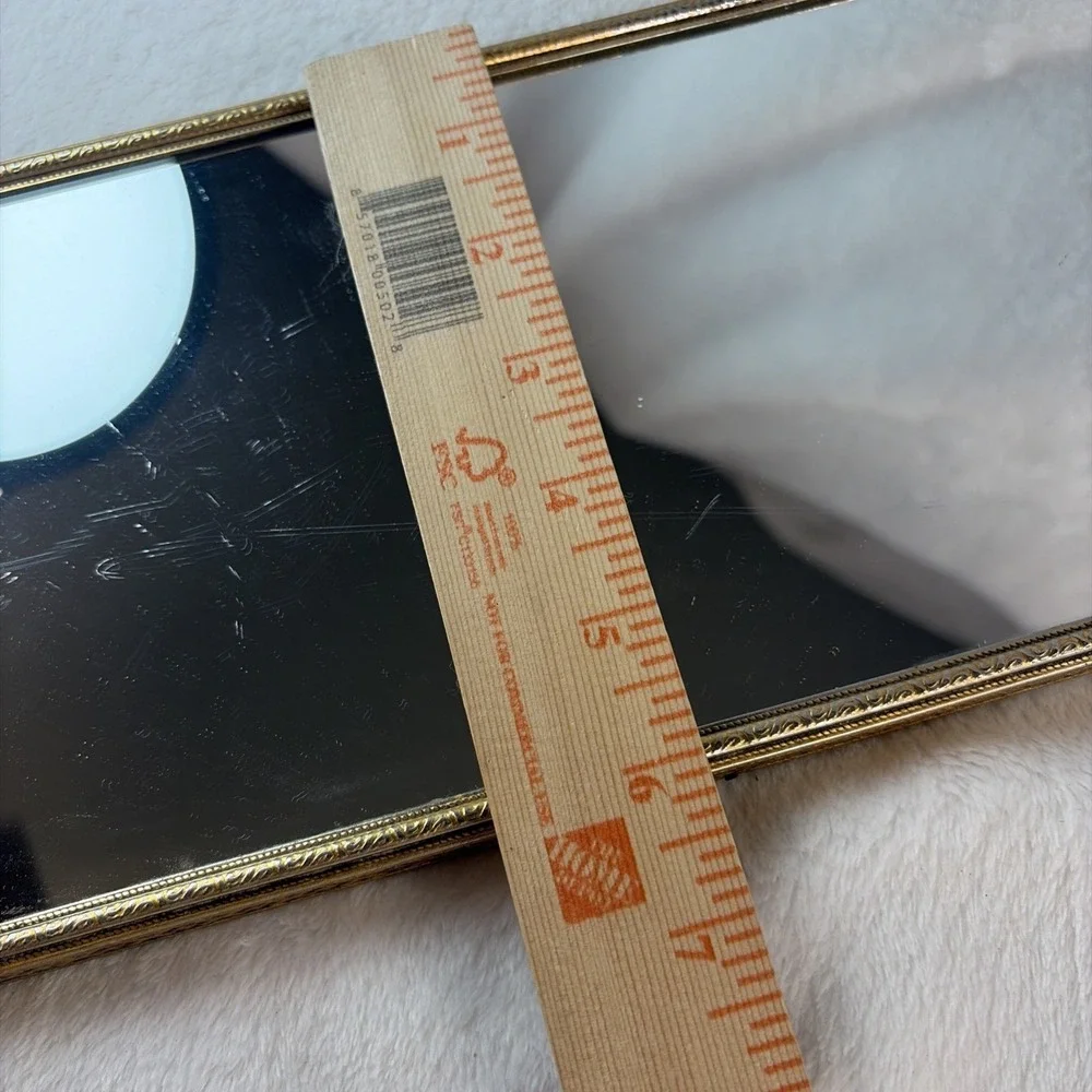 Vtg 60s Gold Ormolu Mirrored Vanity Tray 6x18